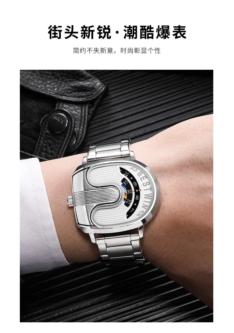 Relojes dorados de lujo para hombre, diseño único, banda de acero inoxidable, Dropship dorado, reloj masculino de alta calidad