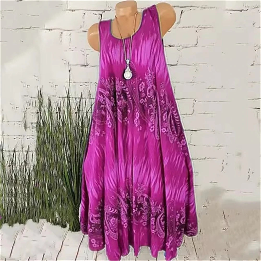Vestidos Mini de Mujer con Estampado Tie-Dye, Vestidos de Verano sin Mangas con Estampado 3D, Estilo Vintage, Vestido Casual para Damas, Talla Grande 3XL