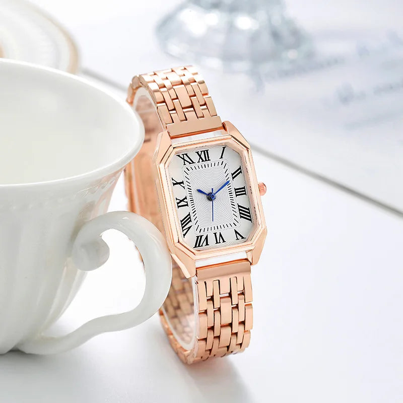 Nuevo Reloj de Pulsera de Cuarzo con Correa de Acero de Aleación a la Moda para Mujer