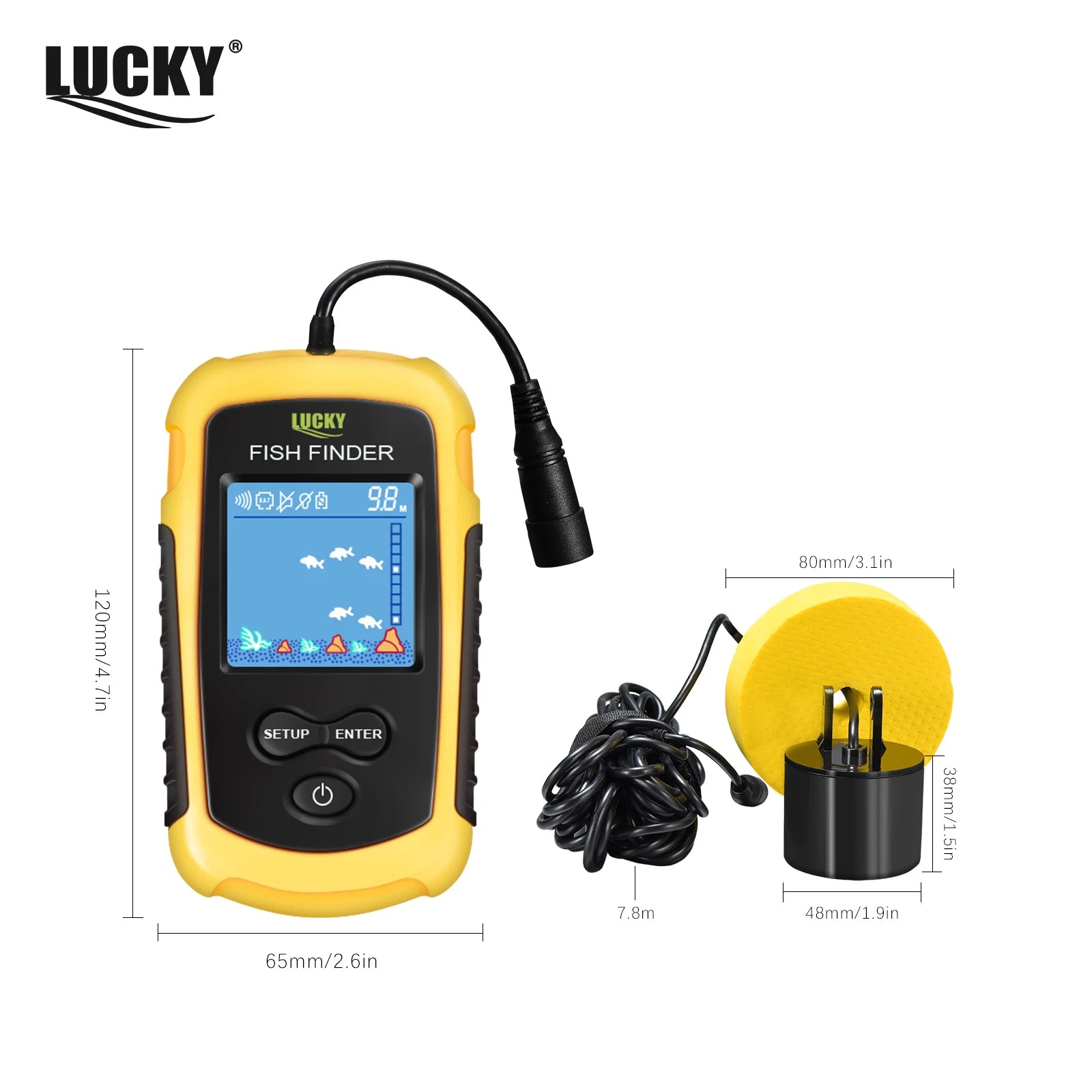El Envío Gratuito! FFC1108-1 Venta Caliente de Alarma 100 M Portable Sonar LCD Buscador de Buscadores de Los Pescados señuelo de la Pesca de Pesca Ecosonda