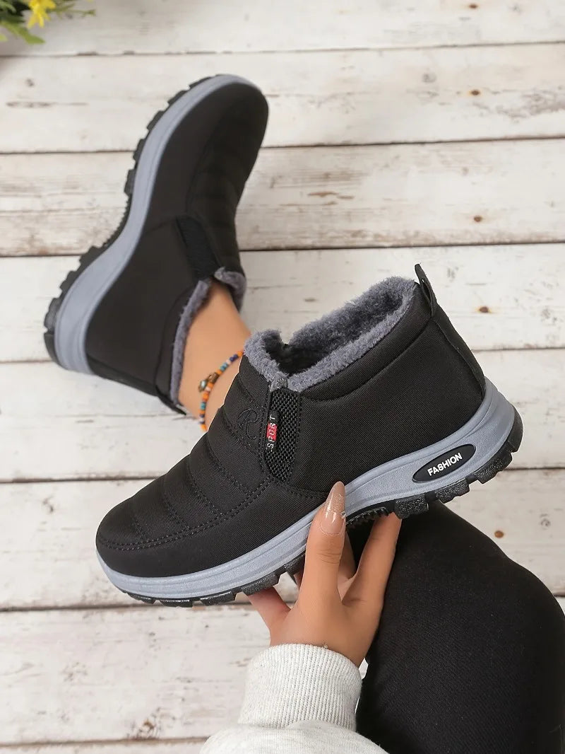 Botas de algodón de talla grande para mujer, botas de algodón cálidas y resistentes al frío, botas de nieve altas con forro polar grueso