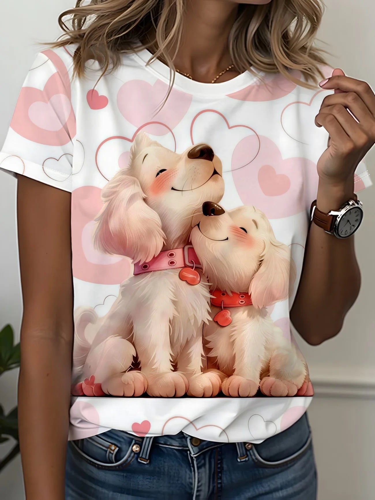Maintain your effortlessly cute look in this soft daisy print tee. Light blue base with white daisies, round neck, short sleeve, breathable, c