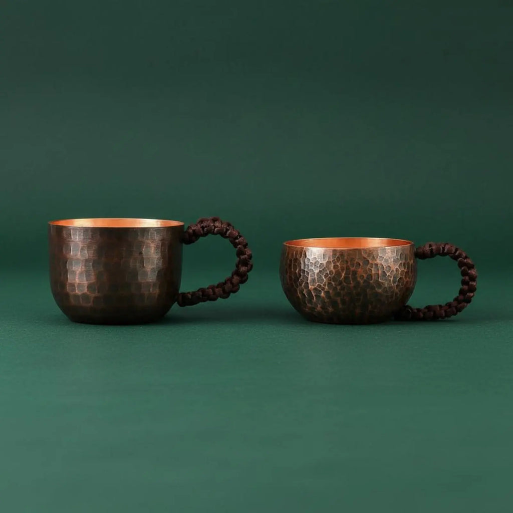 Recipiente para Bebidas de Cobre Martillado, Diseño Chino, Tazón para Bebidas, Taza de Cobre Vintage, Vajilla para Oficina