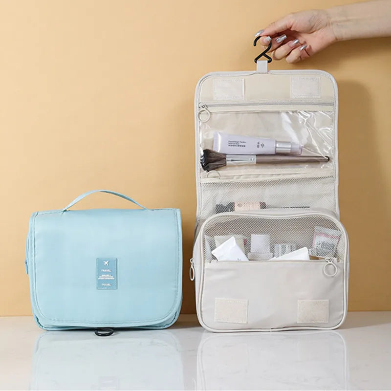 Bolsa de maquillaje de viaje, organizador de artículos de tocador impermeable, Neceser de alta calidad para mujer, bolsa de lavado con gancho para baño, bolsa de almacenamiento con gancho
