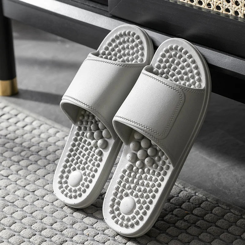 Masajeador de pies, pantuflas para aliviar la tensión, suaves, antideslizantes, zapatos de masaje de acupuntura, herramientas de reflexología para pies, para interiores.