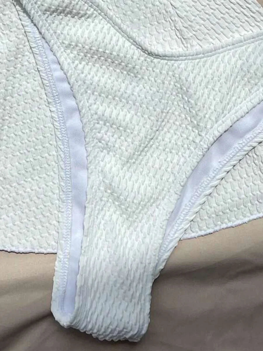 Con falda, Bikini arrugado con copa de sujetador, traje de baño femenino, traje de baño para mujer, conjunto de Bikini de tres piezas, traje de baño Push Up, ropa de playa para nadar