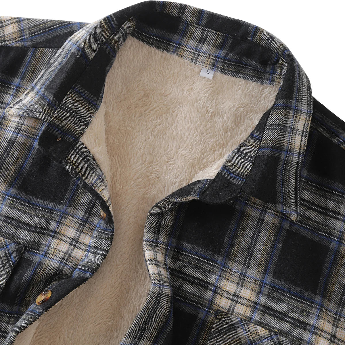 New2026 Chaqueta de lana a cuadros para hombre, Otoño Invierno, cuello vuelto, botón, camisa gruesa, chaqueta para hombre, chaqueta informal, camisas