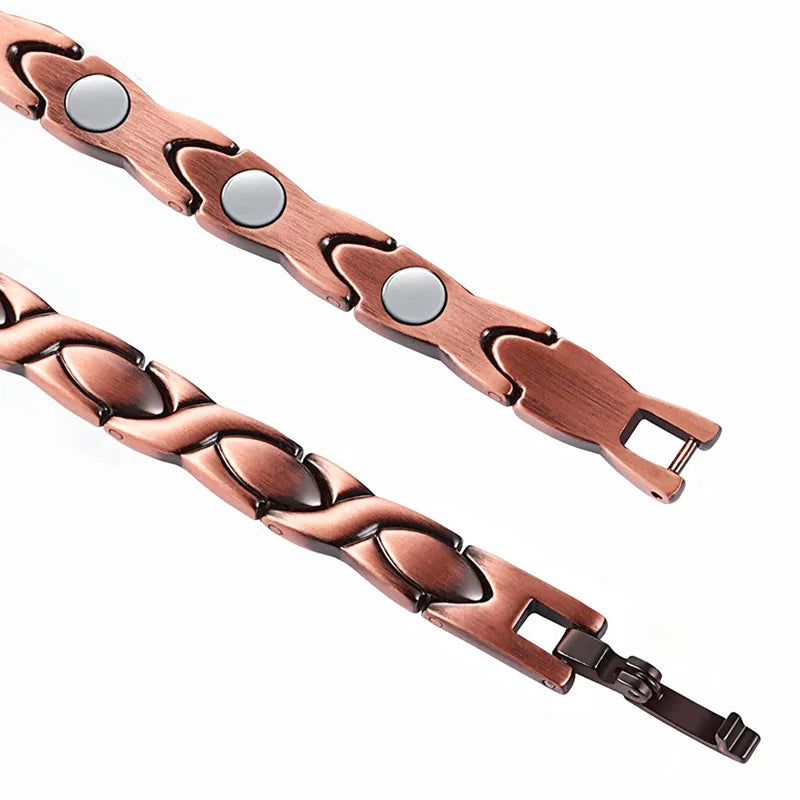 Tobilleras de terapia magnética para mujer, 99.9% de cobre sólido puro, imanes de Gauss, alivio del dolor en el tobillo para artritis, tamaño ajustable