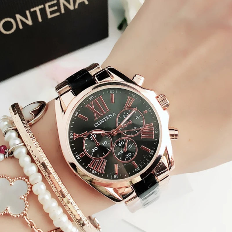 CONTENA, relojes de lujo de la mejor marca para Mujer, pulsera de acero creativa a la moda, relojes para Mujer, Reloj de cuarzo para Mujer, Reloj para Mujer