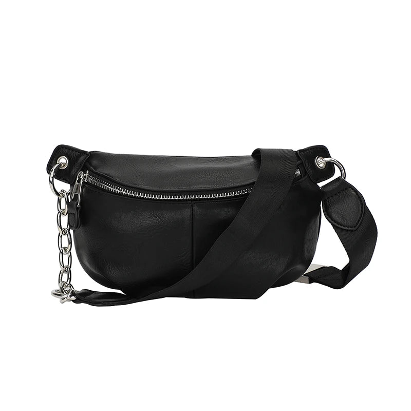 Bolso de pecho femenino, bolsos cruzados con cadena para mujer, nuevos bolsos de hombro, riñonera pequeña de cuero PU para mujer, cartera para teléfono