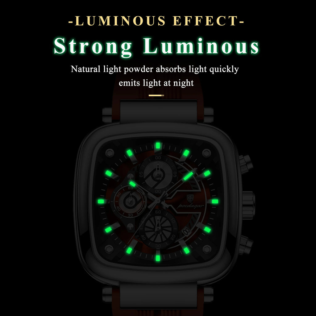 POEDAGAR Luxury Watch For Men Calendar Luminous Waterproof Man Clock Male Chronograph Silicone Sports Men's Quartz Watches Reloj