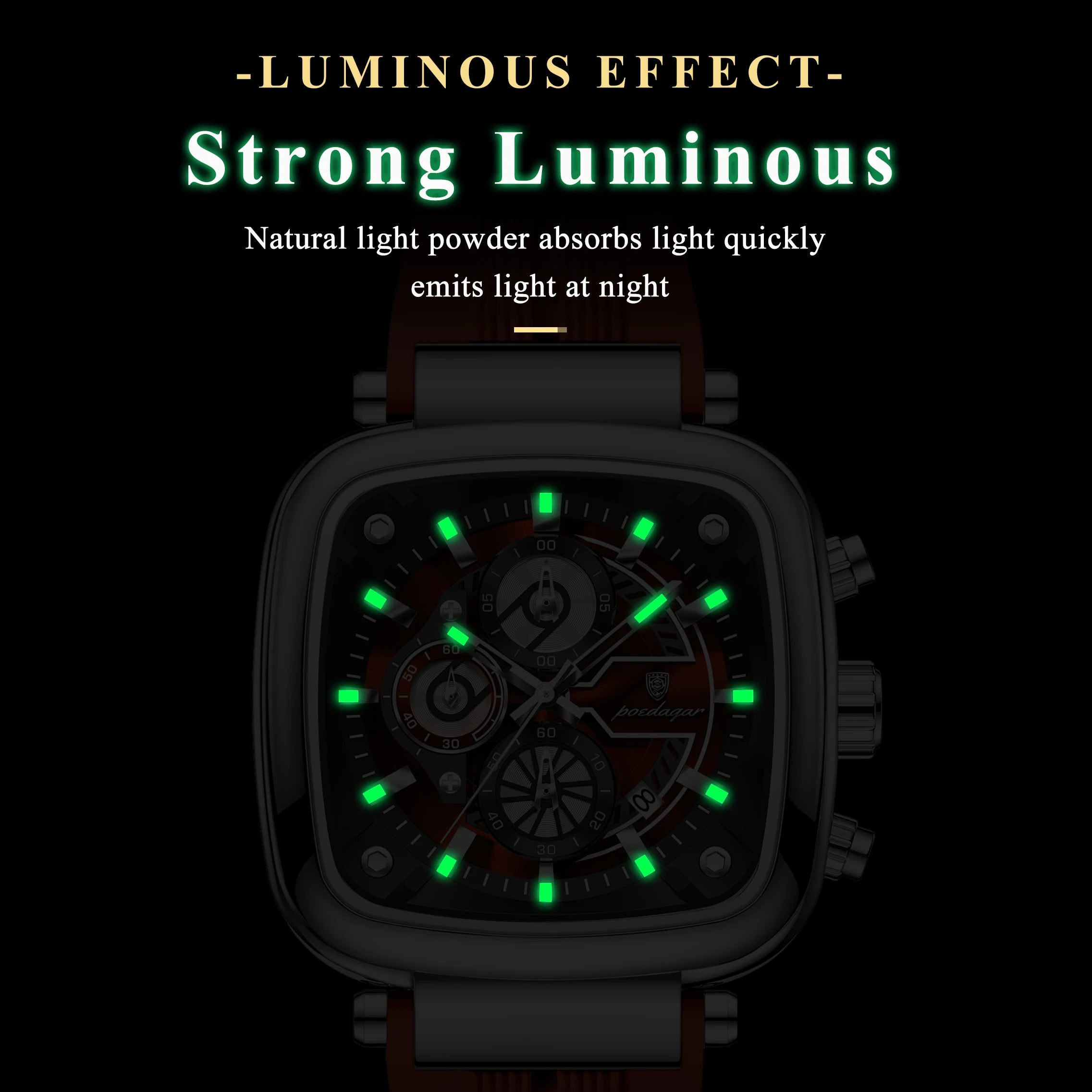 POEDAGAR Luxury Watch For Men Calendar Luminous Waterproof Man Clock Male Chronograph Silicone Sports Men's Quartz Watches Reloj