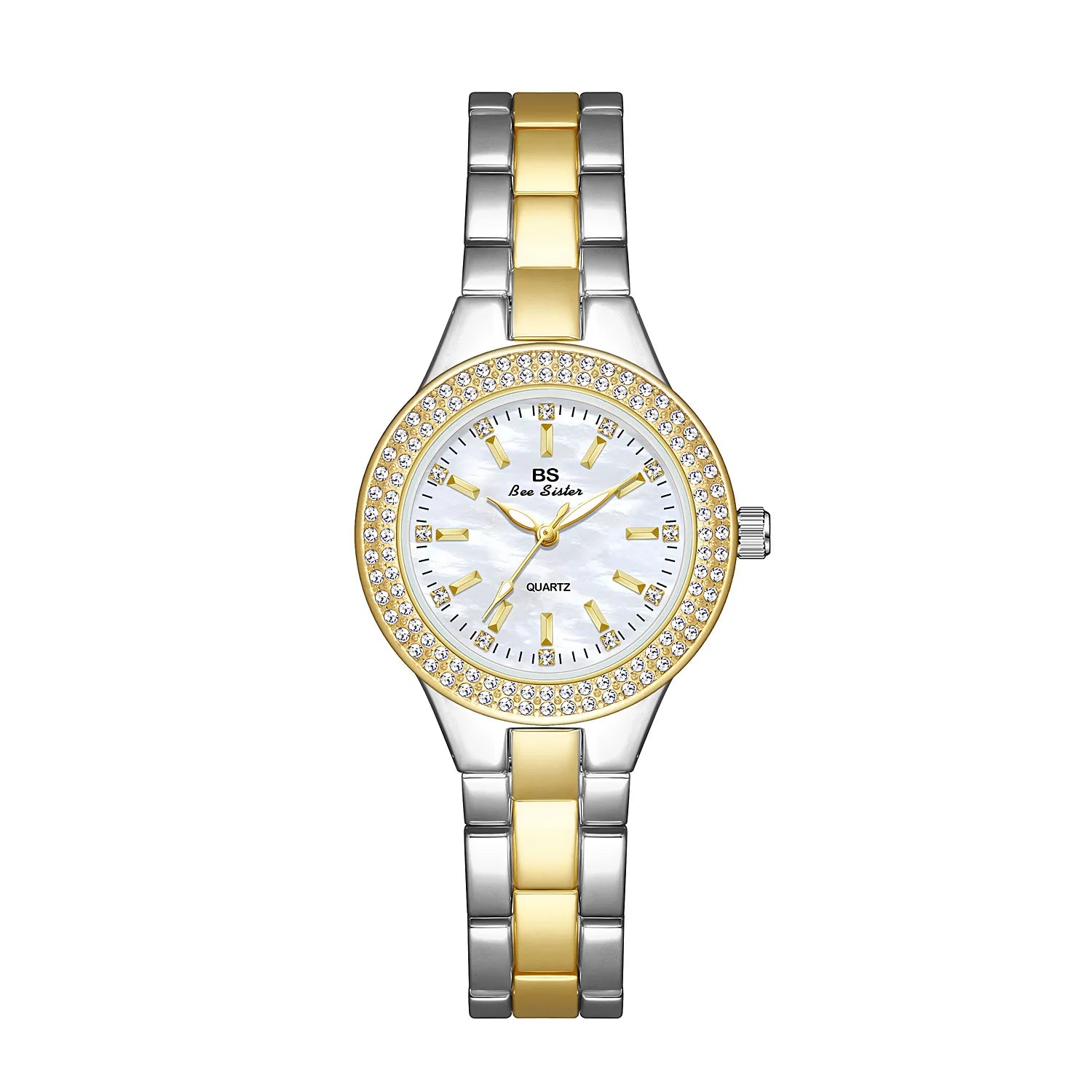 Reloj BS para mujer Beimu Face clásico ligero marca de lujo temperamento pulsera de Metal resistente al agua relojes de cuarzo de moda para mujer