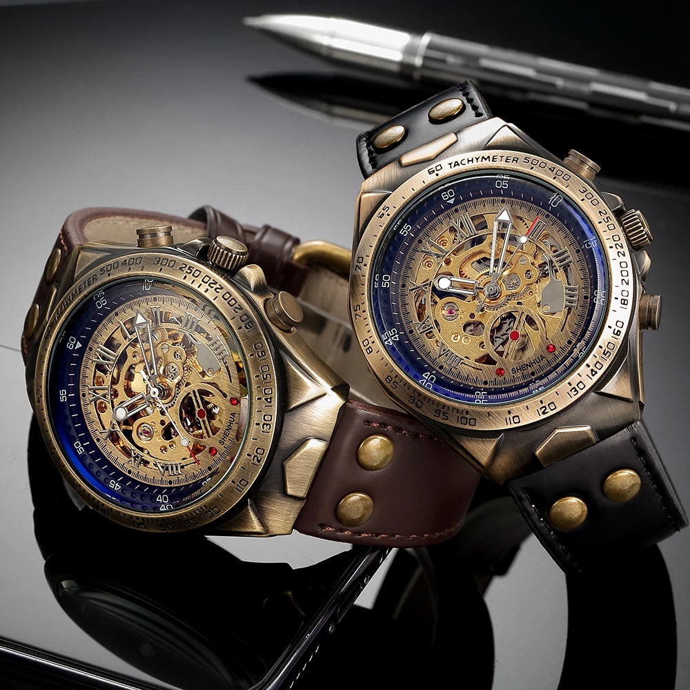 Relojes mecánicos automáticos para hombre, reloj de pulsera con esqueleto de Tourbillon, luminoso, de lujo