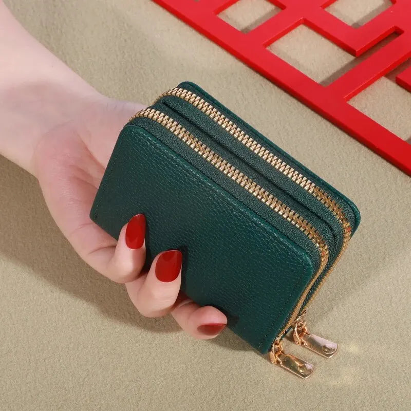 Cartera corta con cierre transparente para mujer Patrón de lichi Monaiea-cartera con múltiples ranuras para tarjetas, gran capacidad, a la moda