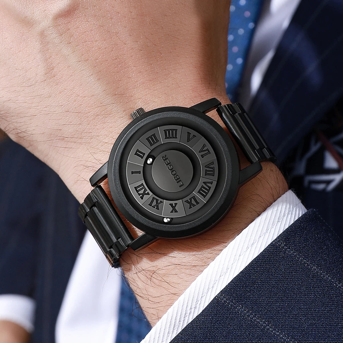 Relojes deportivos con suspensión magnética para hombre, relojes de pulsera de cuarzo informales para hombre, reloj Masculino (sin caja)