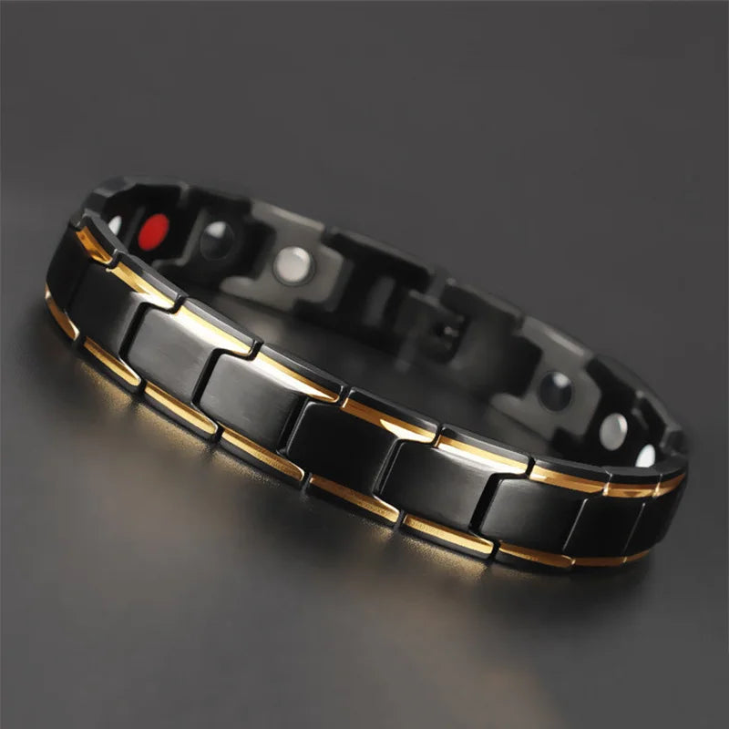 Gran oferta, pulsera de lujo a la moda para la salud, pulsera de energía para hombres, pulseras biomagnéticas antifatiga y antiradiación de acero inoxidable, joyería