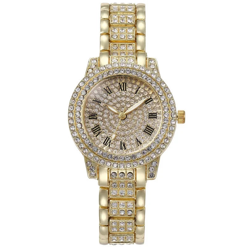 Reloj de Moda para Hombre y Mujer con Brillantes, Reloj de Cuarzo con Números Estilo Hip Hop, Reloj de Pulsera Elegante con Diamantes Completos, Regalo para Amigos y Parejas