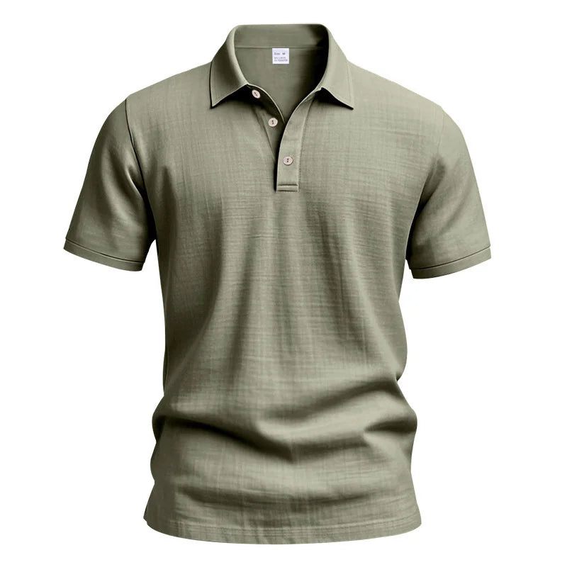 Camisa POLO de manga corta de lino y algodón de alta calidad para hombre, camisa informal holgada y cómoda, camisetas de verano con botones y cuello vuelto