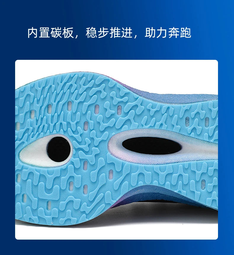 Zapatillas de Running con Placa de Carbono Degradado para Mujer, Estilo Pareja, Ligeras, Transpirables, con Amortiguación, Versátiles y Modernas