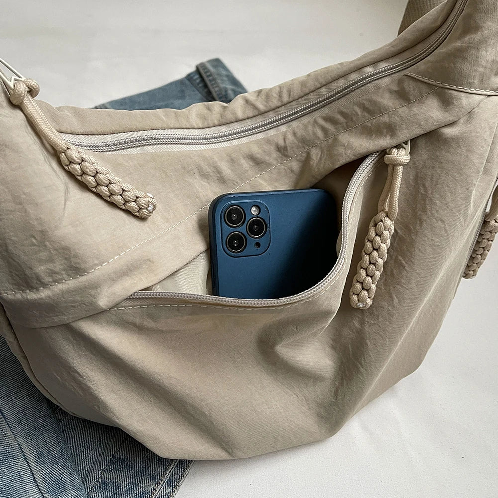 Bandolera Hobo con múltiples bolsillos para mujer, bolso cruzado de media luna, gran capacidad, bandolera diaria, correa ajustable, bolsa de viaje al aire libre