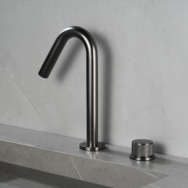 Grifo de baño de agua fría y caliente con cuerpo de cobre, juego de 2 piezas, grifo mezclador para lavabo