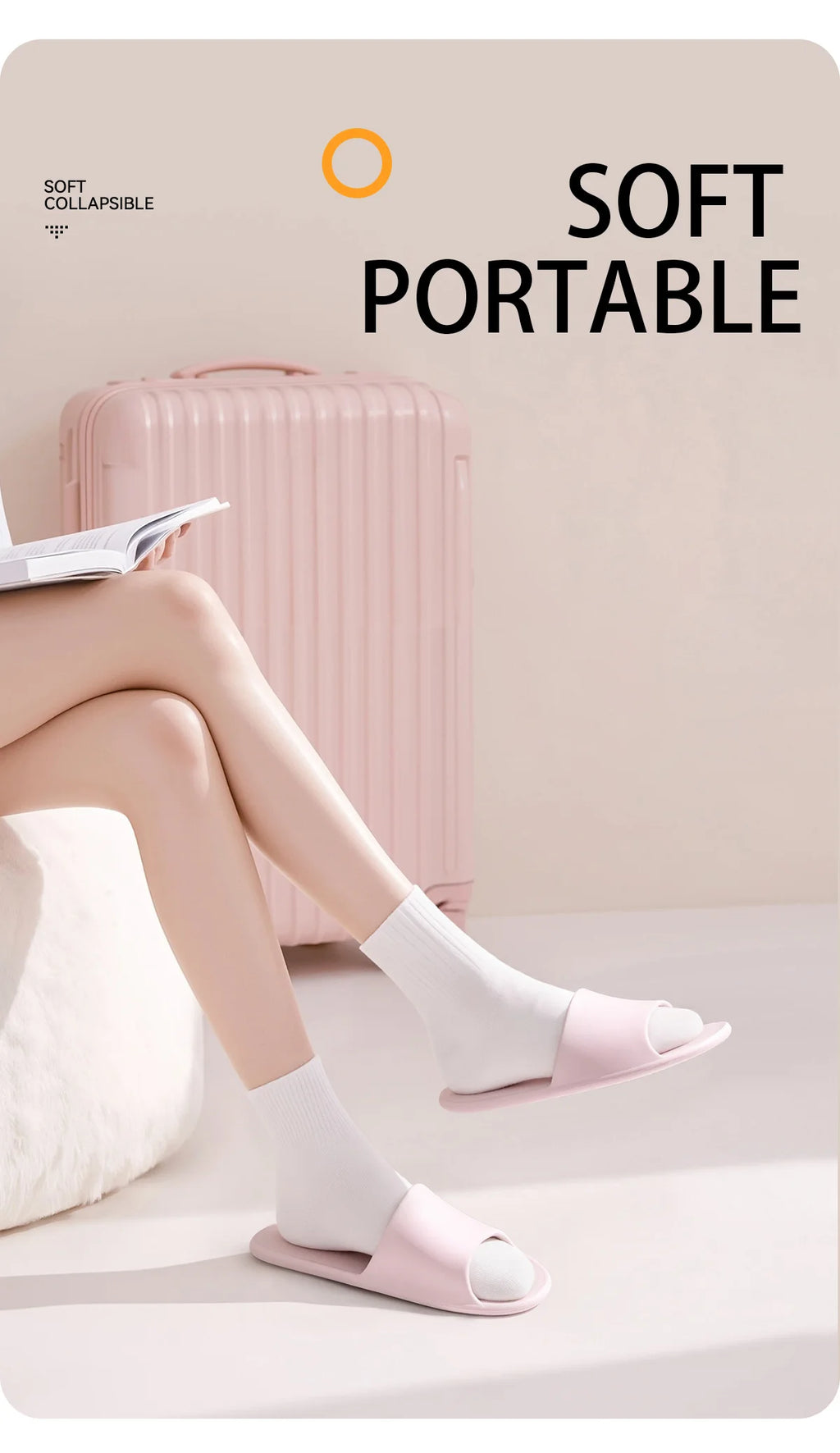 Zapatillas cómodas de EVA, zapatillas de interior de viaje fáciles de plegar, cómodas zapatillas informales ligeras
