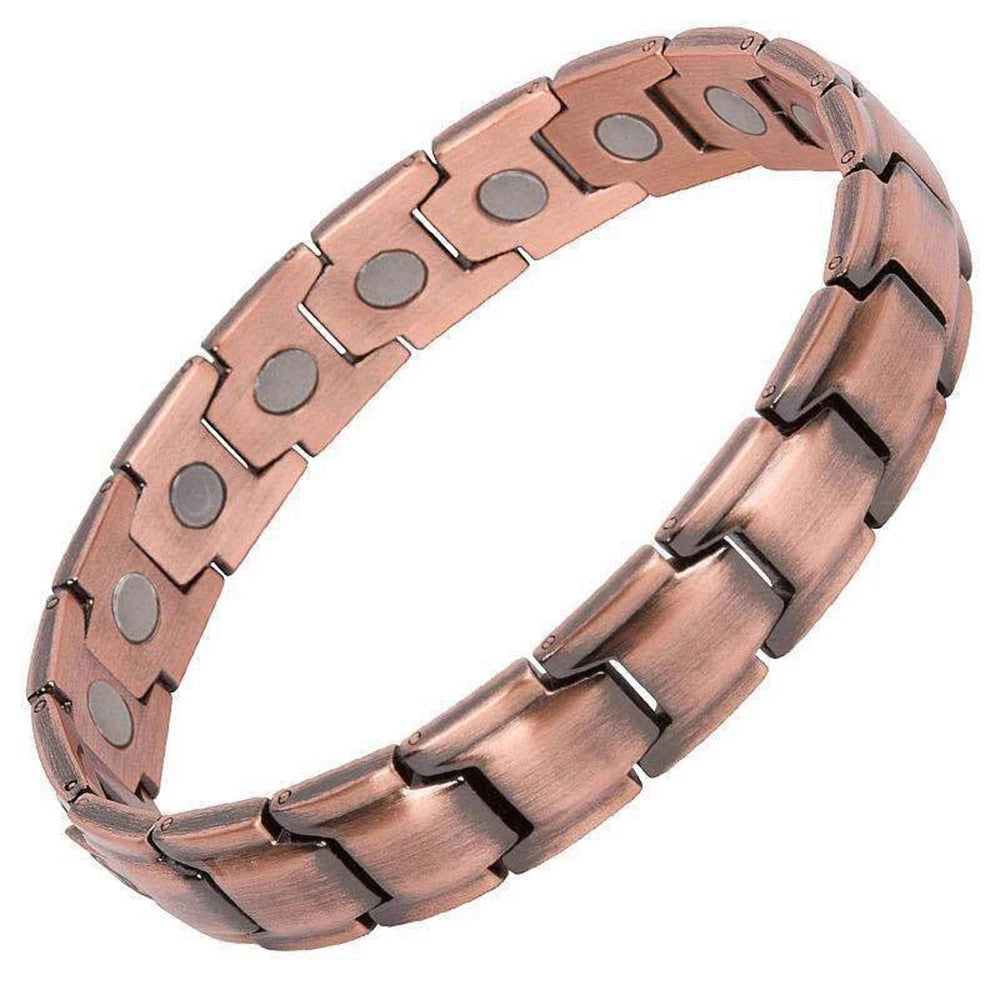 Pulsera de cobre magnética completa en forma de cruz de estilo Retro de moda, pulsera de piedra magnética de fantasma oscuro, joyería de Halloween/Navidad