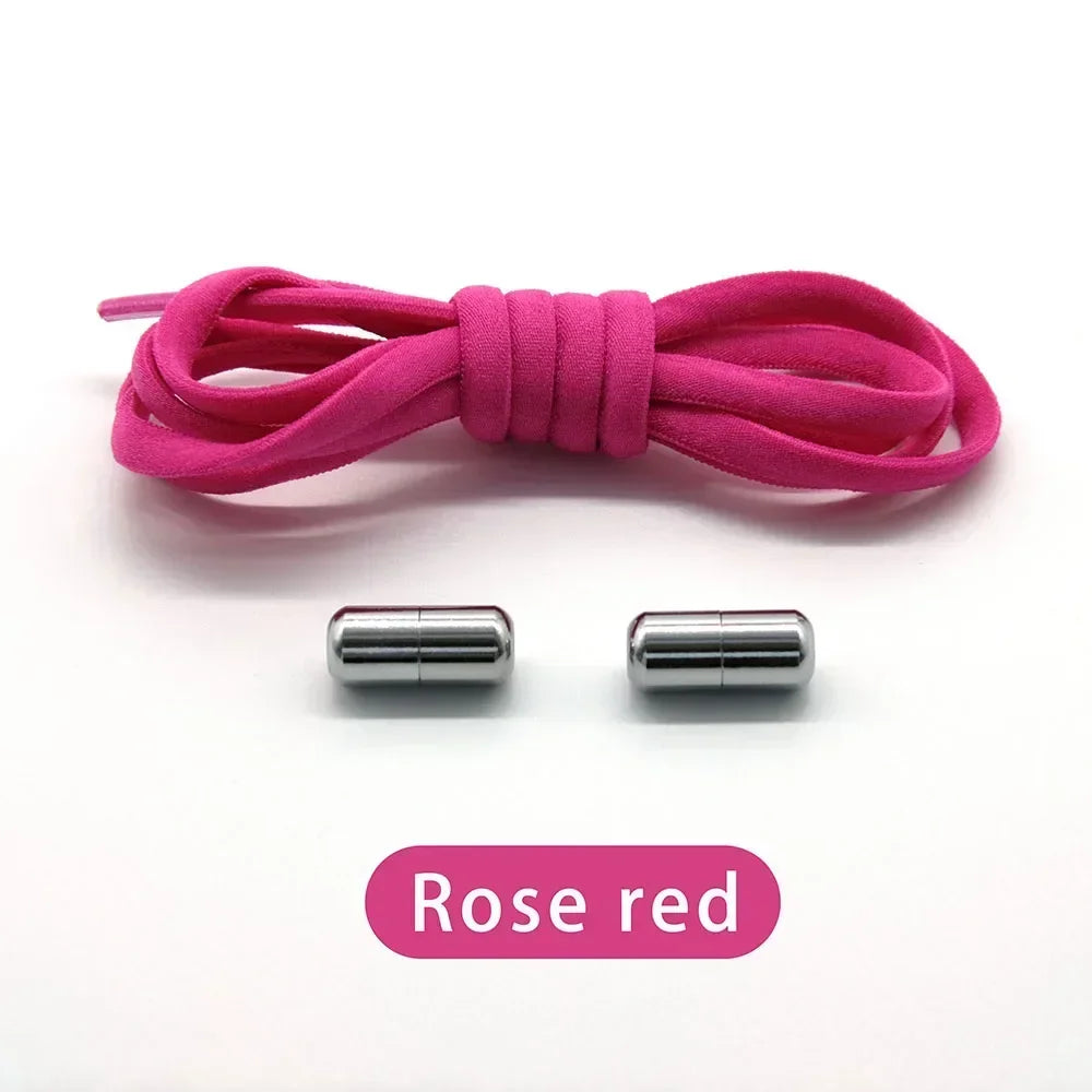 Cordones elásticos sin atar, cordones semicirculares para zapatillas de deporte para niños y adultos, cordones de bloqueo de Metal para perezosos rápidos, cuerdas para zapatos