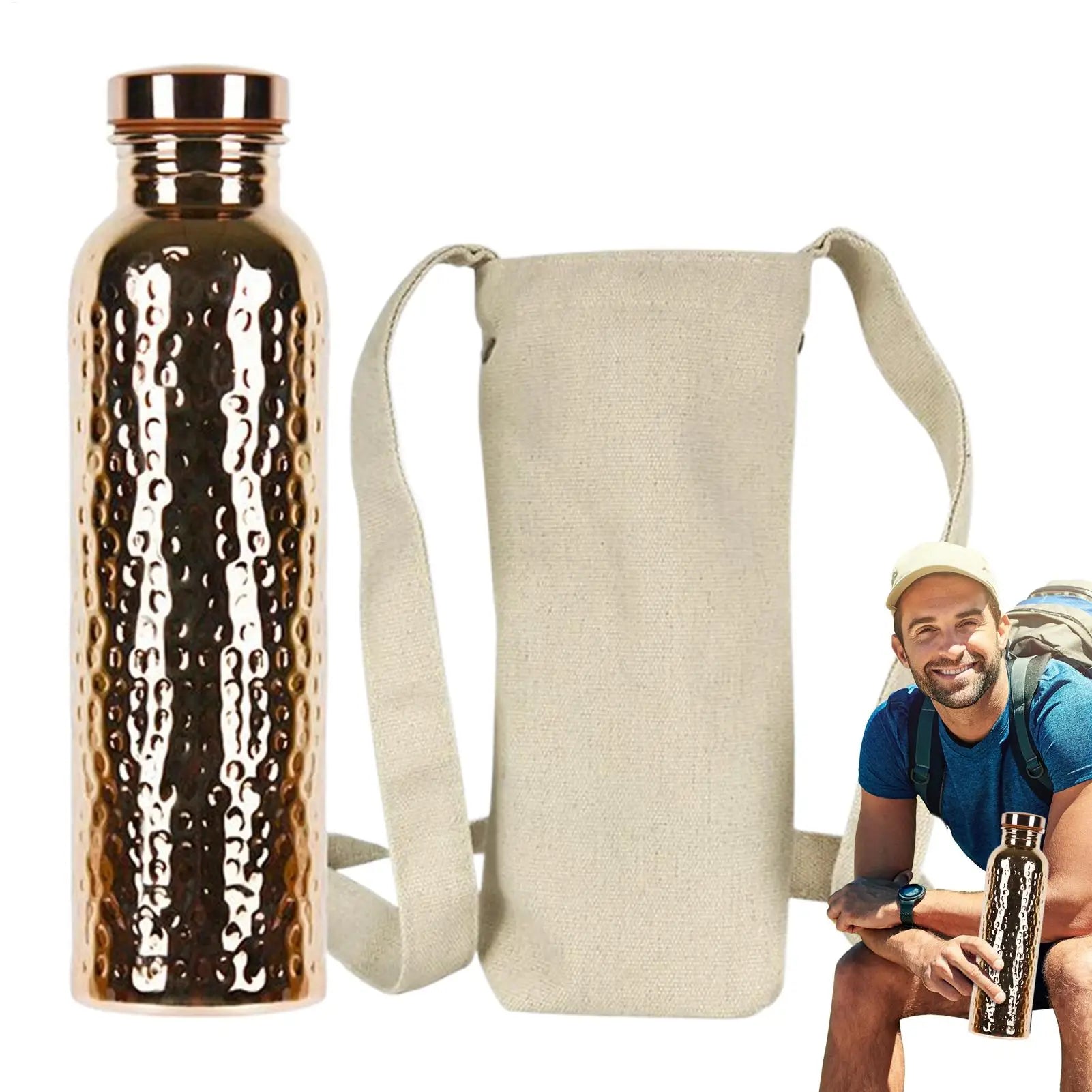 Botella de agua de cobre para beber, botella de agua aislada a prueba de fugas, taza portátil a prueba de fugas de 27Oz para hidratación, gimnasio, senderismo al aire libre