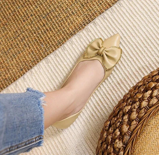 Zapatos planos con punta puntiaguda y lazo para mujer, calzado de oficina con tacón en promoción, estilo coreano, Popular, para vacaciones, Social, calzado para mujer joven