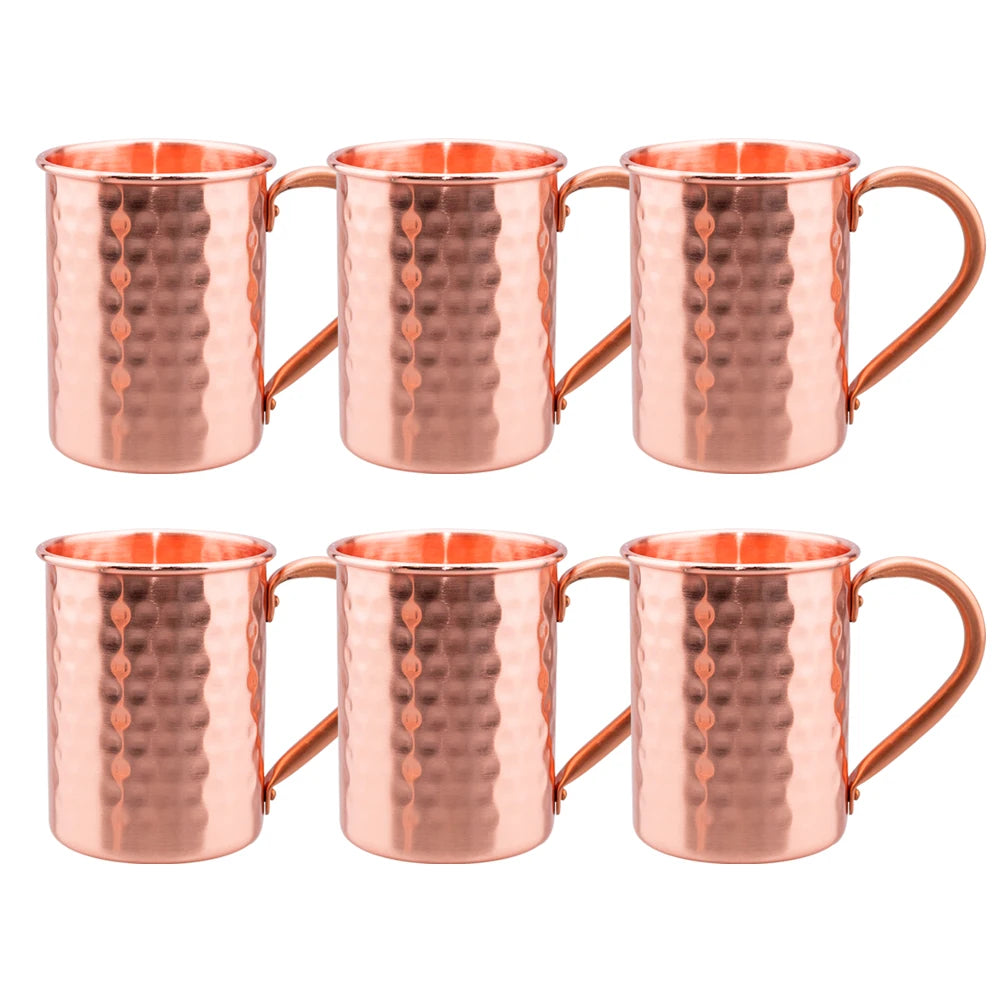 Taza de cobre puro Vintage de 400ml, textura de martillo engrosada, taza de café con leche para desayuno de cobre 100%, vaso de té hecho a mano