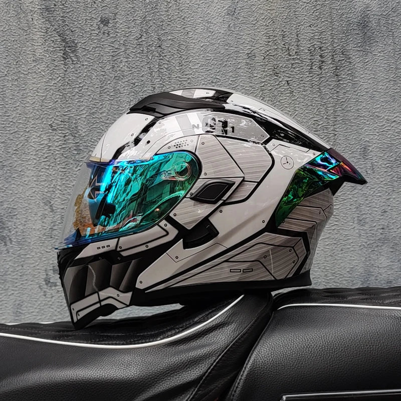 ORZ nueva calidad DOT doble lente Flip casco Abs cara completa motocicleta todoterreno casco de carreras de motos ala trasera personalizada