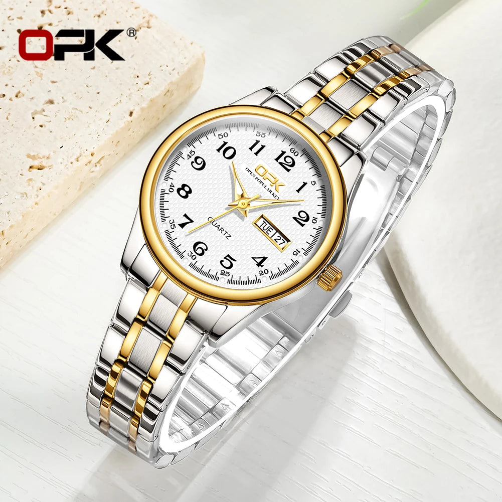 Reloj OPK 8110 para Mujer, Reloj de cuarzo resistente al agua, Reloj clásico de marca de lujo para Mujer, relojes con correa de acero inoxidable, Reloj para Mujer