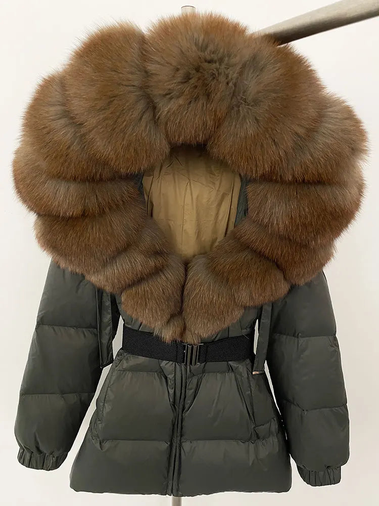 OFTBUY 2025 new women's winter clothing, white duck down coat, natural fox fur hooded jacket, fashionable warm padded jacket for women
