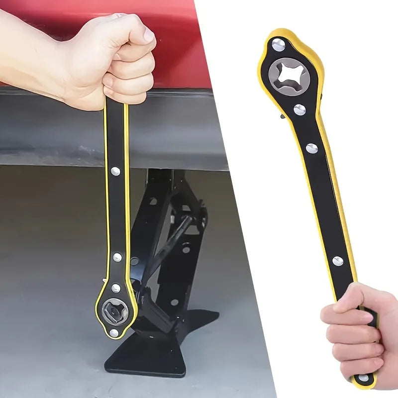 Llave de trinquete de gato que ahorra trabajo con trinquete de mango largo para llave de lengüeta de tijera para gato de neumático