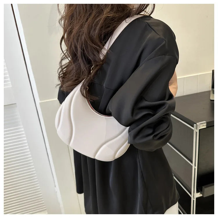 Elegante bolso de axila de cuero de Pu en relieve para mujer, bolso de hombro, bolso de mano de moda, bolso cruzado versátil para ir al trabajo