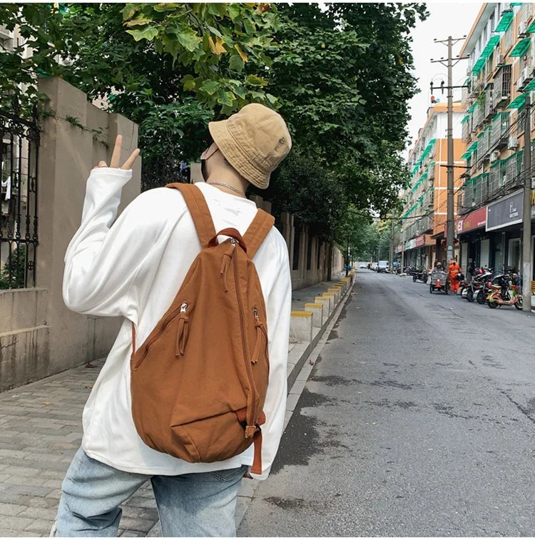 Mochila de lona de estilo japonés informal y a la moda para estudiantes de secundaria y universitarios mochila para mujeres 가mochilas masculinas