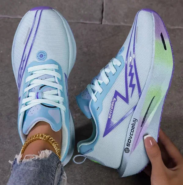 Zapatillas de running con amortiguación tecnológica y placa de carbono para mujer, zapatillas de running para maratón a juego para parejas, deportivas informales