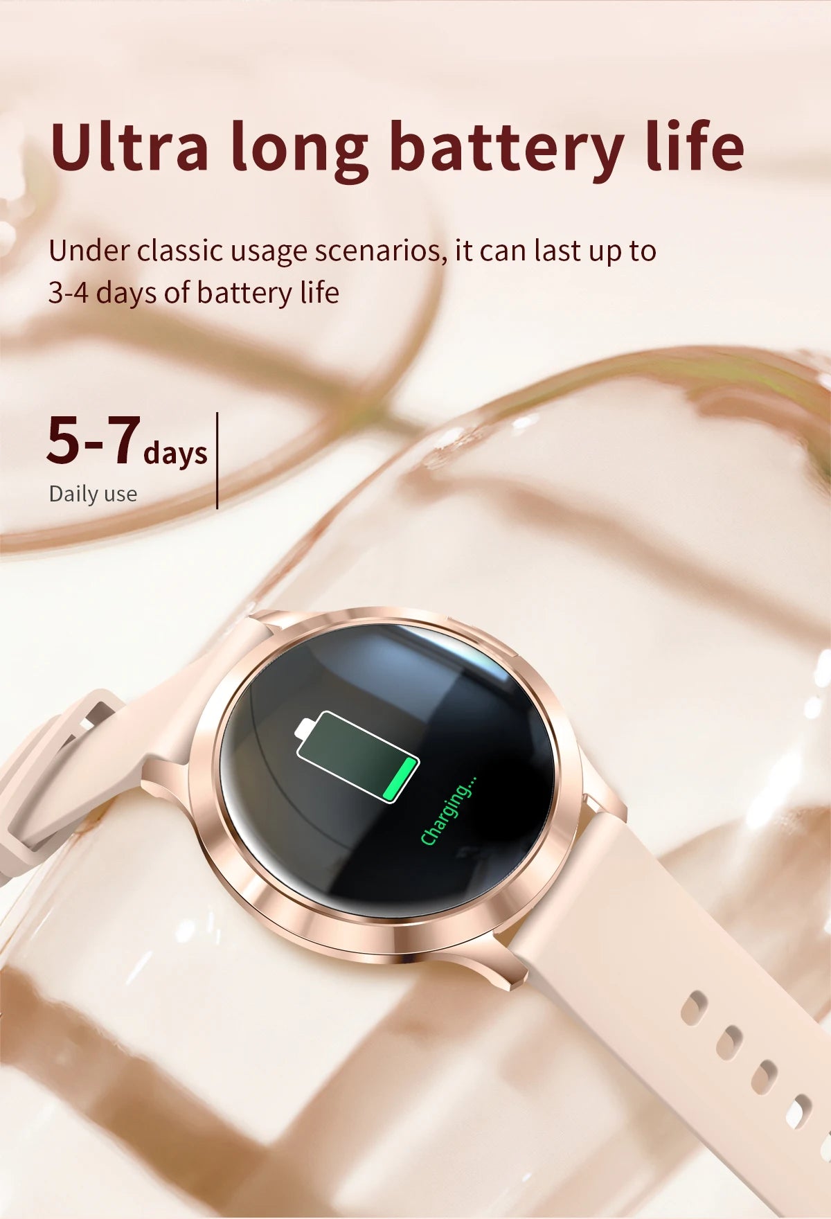 Nuevo reloj inteligente para mujer 1,32 "AMOLED pantalla completamente táctil Bluetooth llamada presión arterial IP68 impermeable NFC 7,3mm pulsera ultrafina