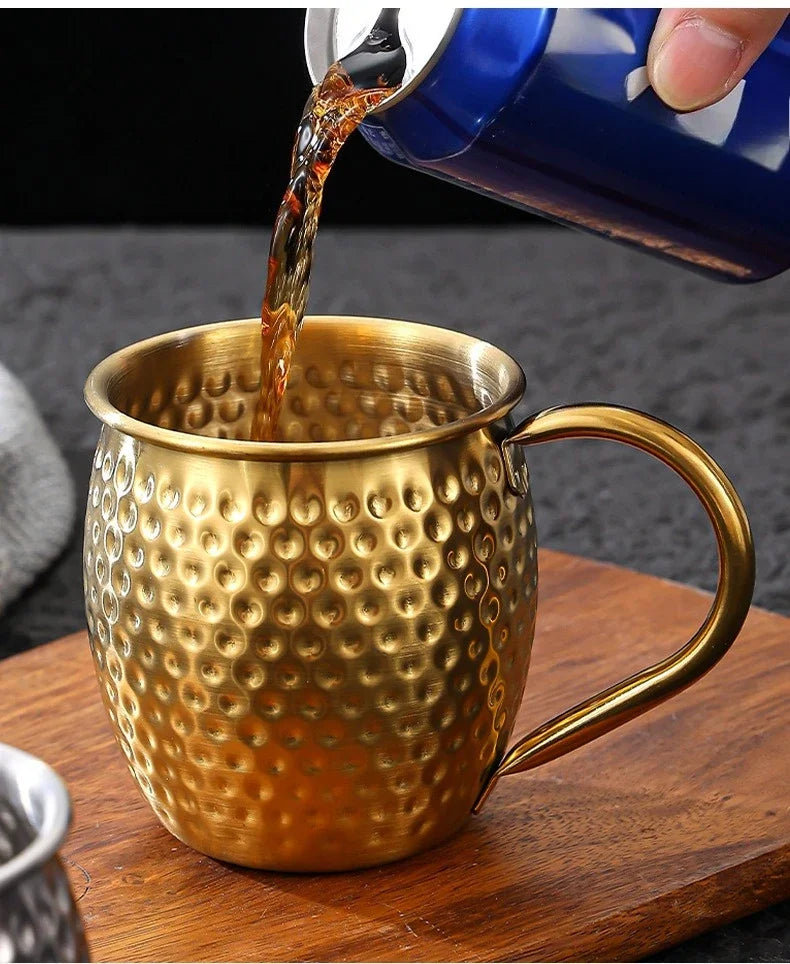 Taza de Cobre Puro de 500 ml, Taza de Metal Sólido para Beber, 17 oz, para Cócteles, Cerveza, Leche, Café, para Cocina, Bar, Fiestas, Bebidas