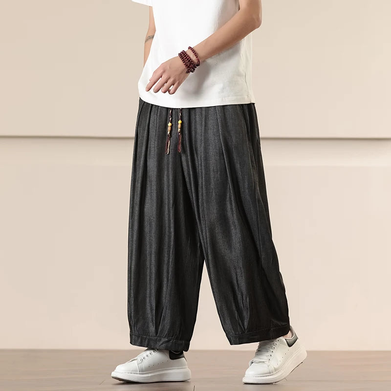 Pantalones Anchos Holgados de Hombre Estilo Chino para Primavera 2026, Pantalones Harem Casuales de Nueve Puntos para Hombre, Joggers Hip Hop de Otoño