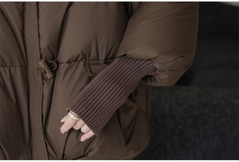 Parka de invierno para mujer, abrigo informal versión coreana, prendas de vestir exteriores para mujer, temperamento grueso, cuello de piel grande, Chaqueta de algodón para mujer 2025