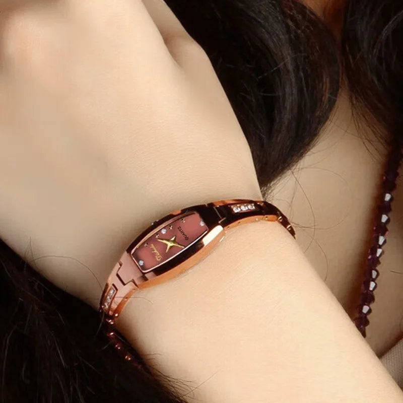Watch for Women Small Ladies Wristwatches Golden Retro Vintage Steel Bracelet Watch Black Quartz Wristwatches Reloj Mujer