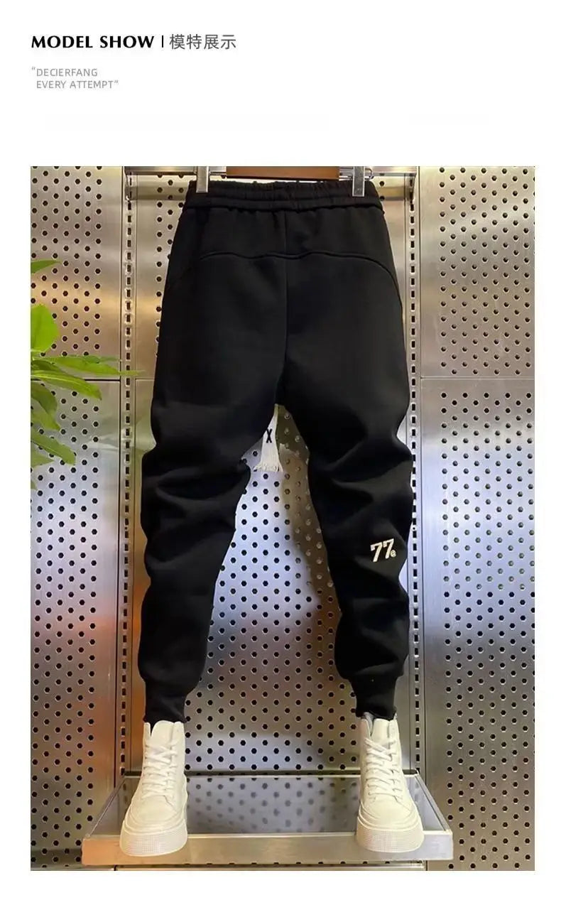 Pantalones bombachos de forro polar grueso para hombre, ropa deportiva informal, ropa de calle, otoño e invierno, novedad de 2024