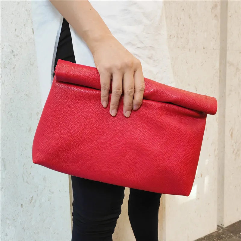 Bolsos de mano informales para mujer, bolsos de noche de cuero PU suave, bolso tipo sobre para fiesta, bolso para teléfono y portátil, Bolso de mano