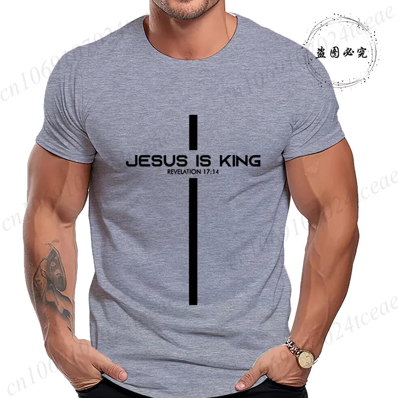 Camiseta para hombre con estampado de Jesús es rey, camisetas gráficas Unisex, moda Harajuku, pantalón corto informal de calle, camisetas de manga Jesús es rey