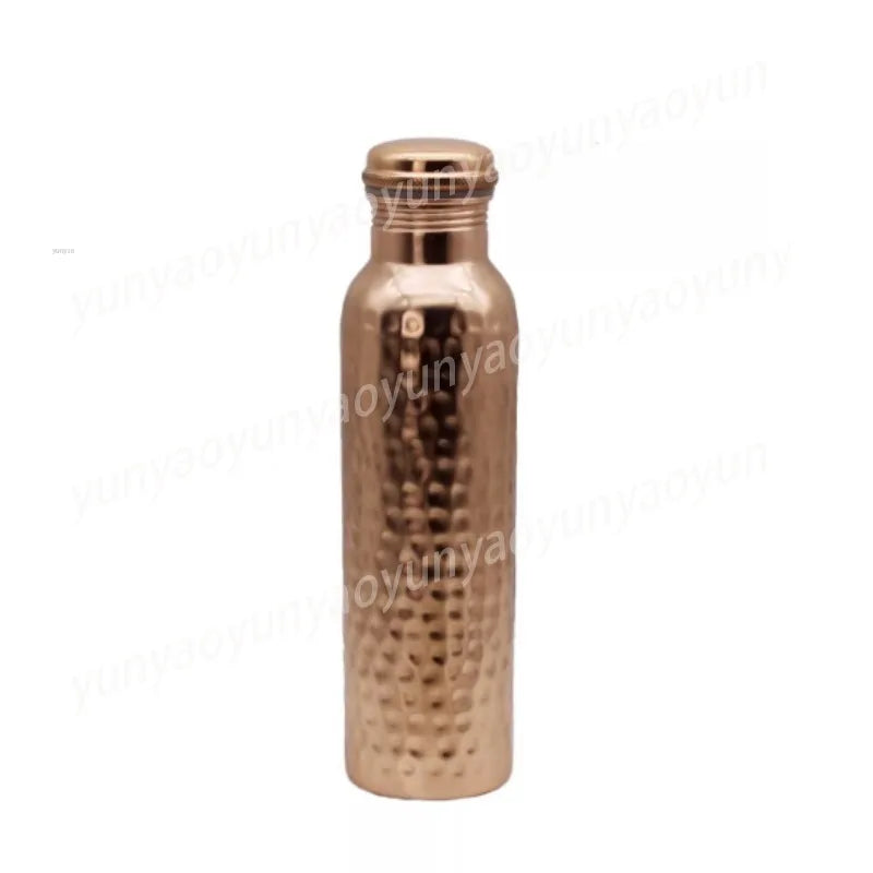 Botella de Agua Hecha a Mano de Cobre Puro, Recipiente para Yoga y Deportes al Aire Libre, Cantimplora Metálica Tradicional