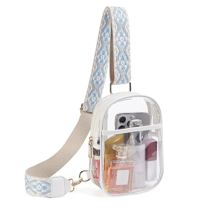 Bolso transparente para eventos en estadios, bolsos transparentes para mujer, bolsos cruzados transparentes para conciertos y deportes