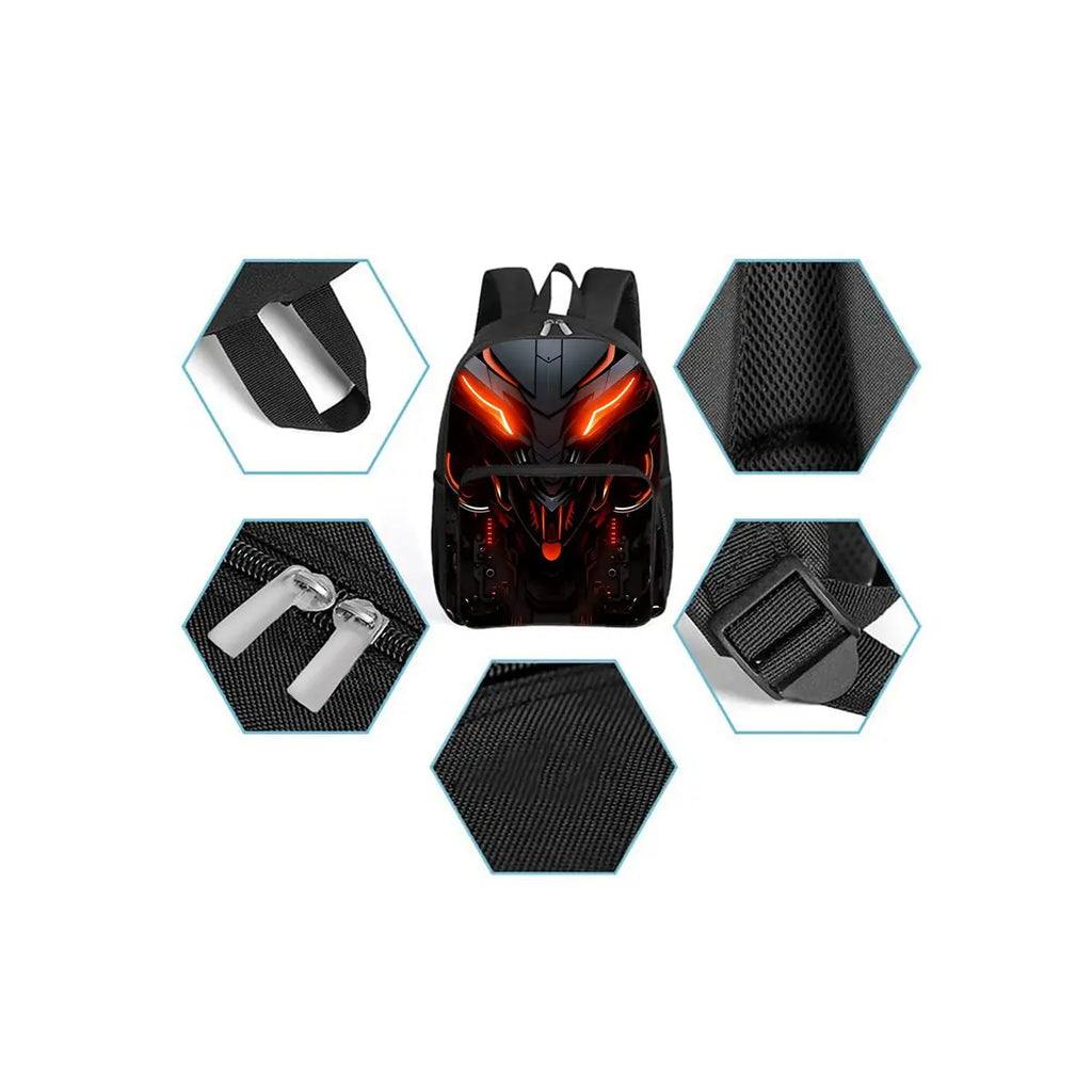 Mochila con bolsillo frontal cuadrado con estampado de robots mecánicos para niños y niñas, los mejores regalos, mochila escolar de dibujos animados plana 2D para niños